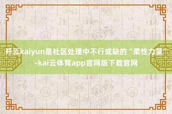 开云kaiyun是社区处理中不行或缺的“柔性力量”-kai云体育app官网版下载官网